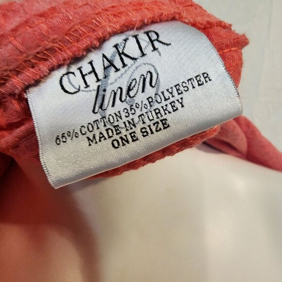 Chakir Turkish Linen Robe Short Lightweight Waffle Knit Bath Spa Kimono Salmon - Picture 5 of 7